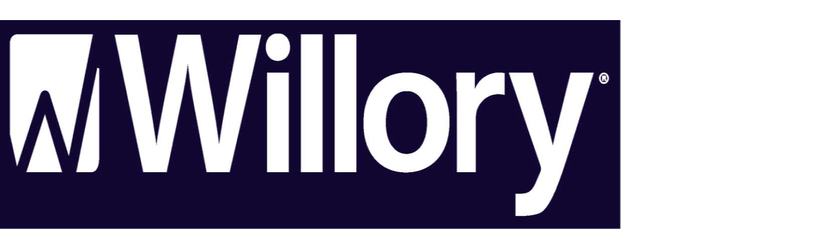 A logo with the word 'Willory' in bold white letters on a dark blue rectangular background. The 'W' features a stylized zigzag design. Showcasing CEO Jay Polaki for HR Like a Boss Month by Willory.