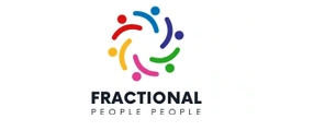 A colorful circular logo featuring abstract human figures in red, blue, green, yellow, and purple, arranged in a circle to symbolize unity and collaboration. Below the logo, the text reads 'FRACTIONAL' in bold uppercase letters, followed by 'PEOPLE PEOPLE' in a smaller font.